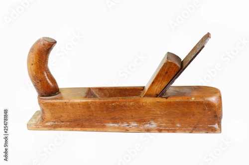 Carpenter's plane on white background photo