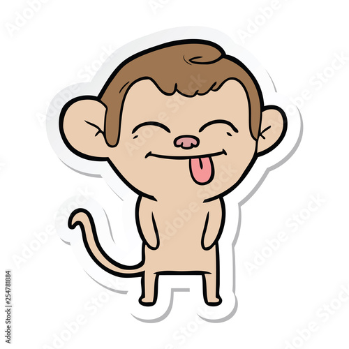 sticker of a funny cartoon monkey