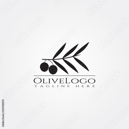 olive oil logo or olive leaf and fruit icon for app or website