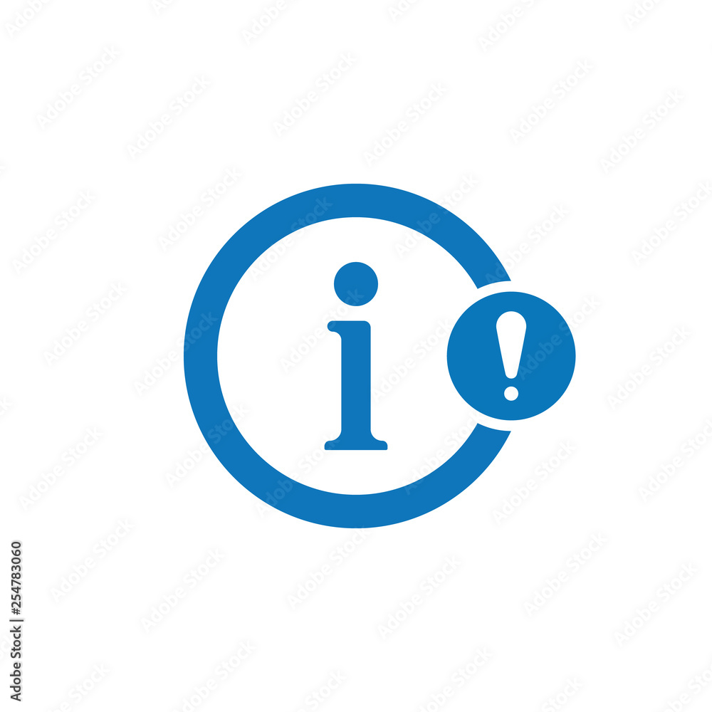 Info icon with exclamation mark. Info icon and alert, error, alarm, danger symbol Info icon with exclamation mark. Info icon and alert, error, alarm, danger symbol