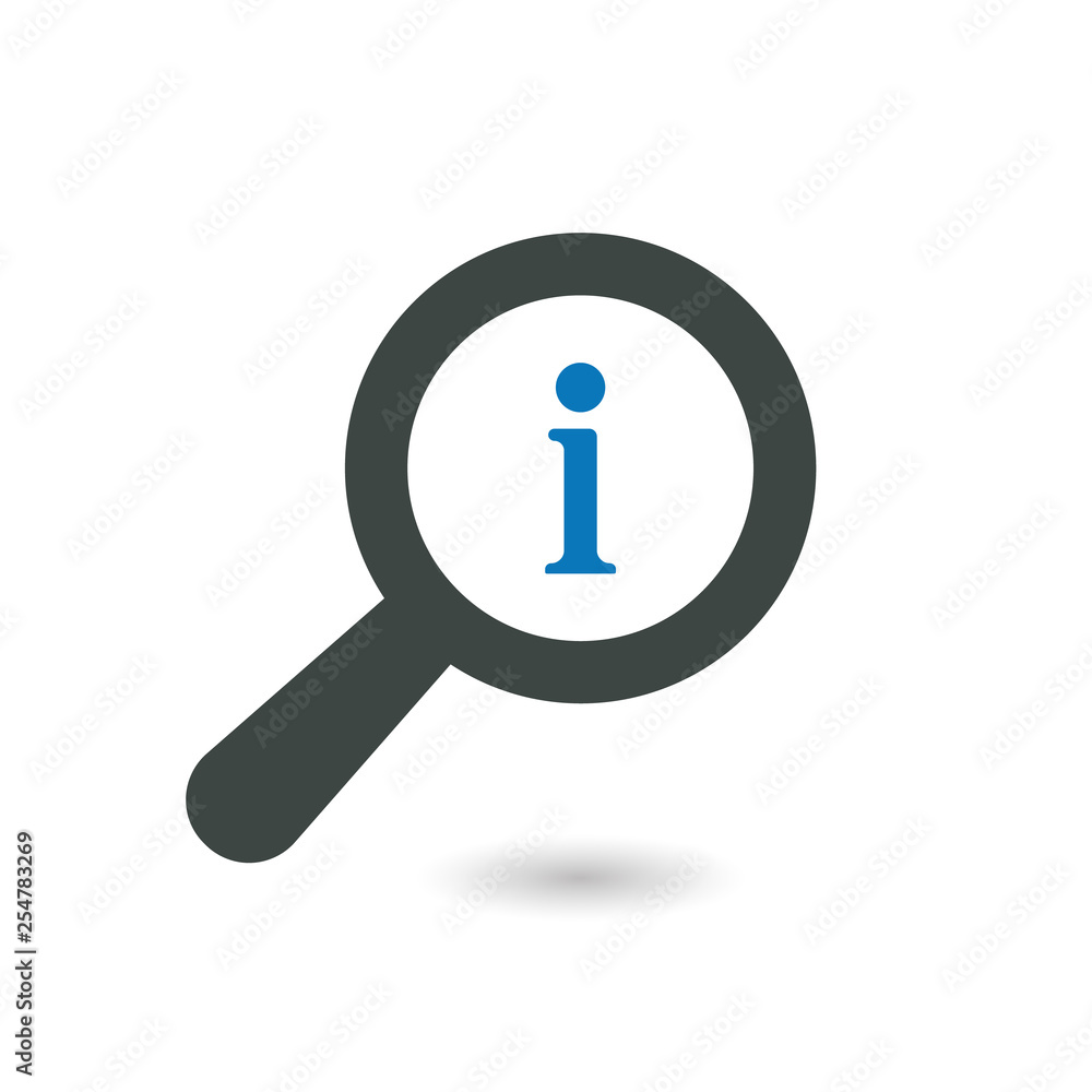 Find icon with information sign. Find icon and about, faq, help, hint symbol Find icon with information sign. Find icon and about, faq, help, hint symbol