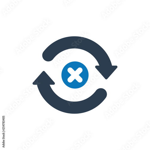 Refresh icon with cancel sign. Refresh icon and close, delete, remove symbol