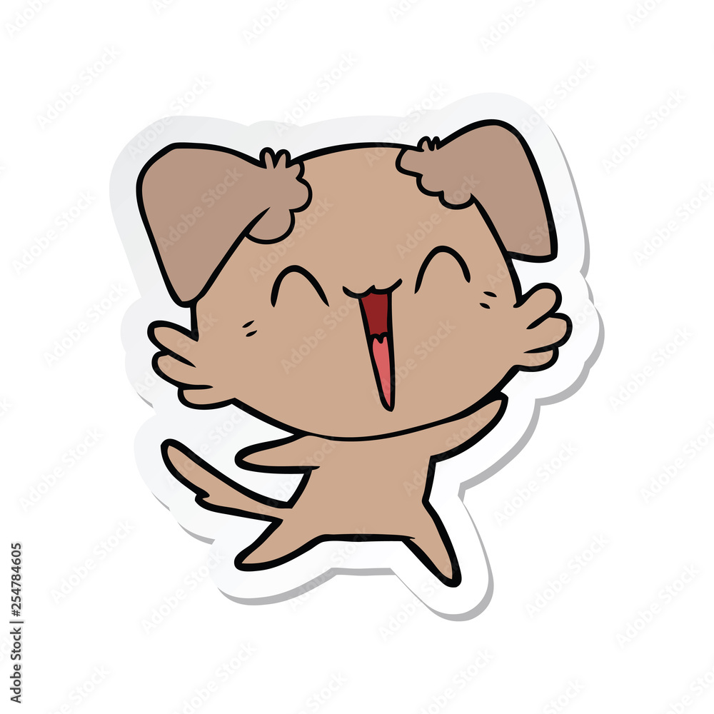 sticker of a happy little dog cartoon sticker of a happy little dog cartoon
