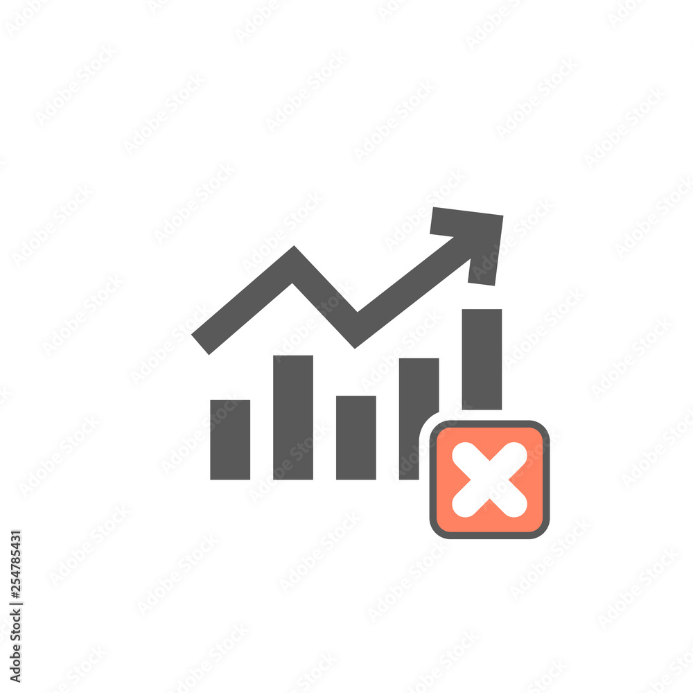 Graph icon with cancel sign. Graph icon and close, delete, remove symbol Graph icon with cancel sign. Graph icon and close, delete, remove symbol