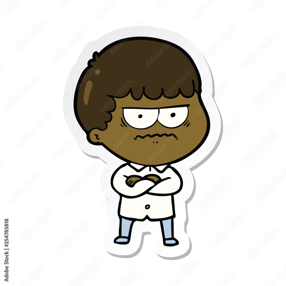 sticker of a cartoon annoyed man