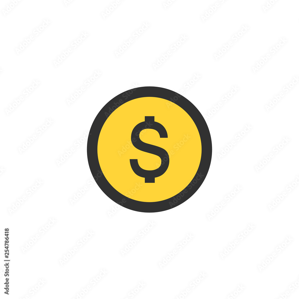 Money icon, dollar symbol in circle. cash or coin illustration. currency financial icon. Vector illustration isolated on white background. Money icon, dollar symbol in circle. cash or coin illustration. currency financial icon. Vector illustration isolated on white background.