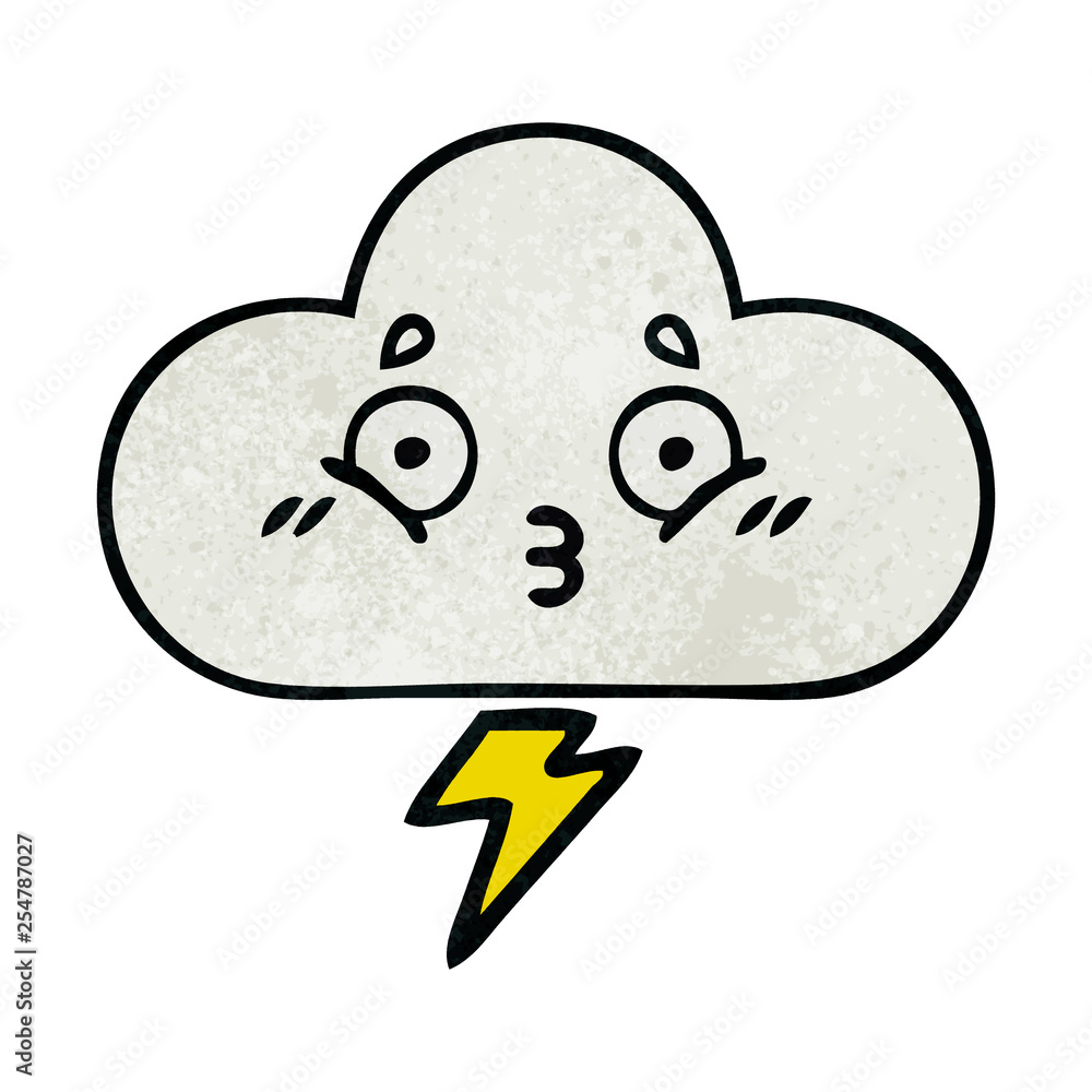 retro grunge texture cartoon thunder cloud retro grunge texture cartoon thunder cloud