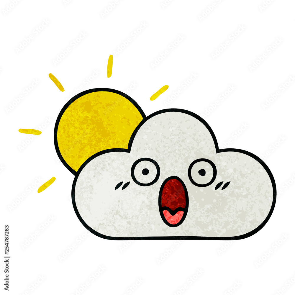 retro grunge texture cartoon sunshine and cloud retro grunge texture cartoon sunshine and cloud