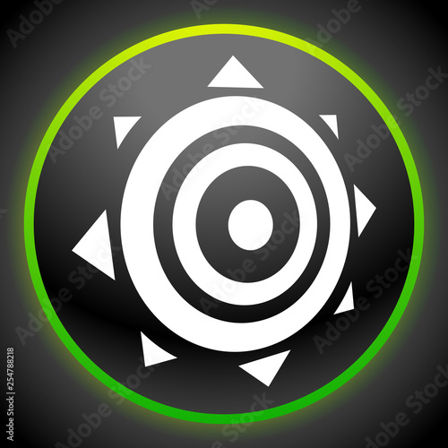 Icon with sun symbol. Solar energy, summer, sun icon