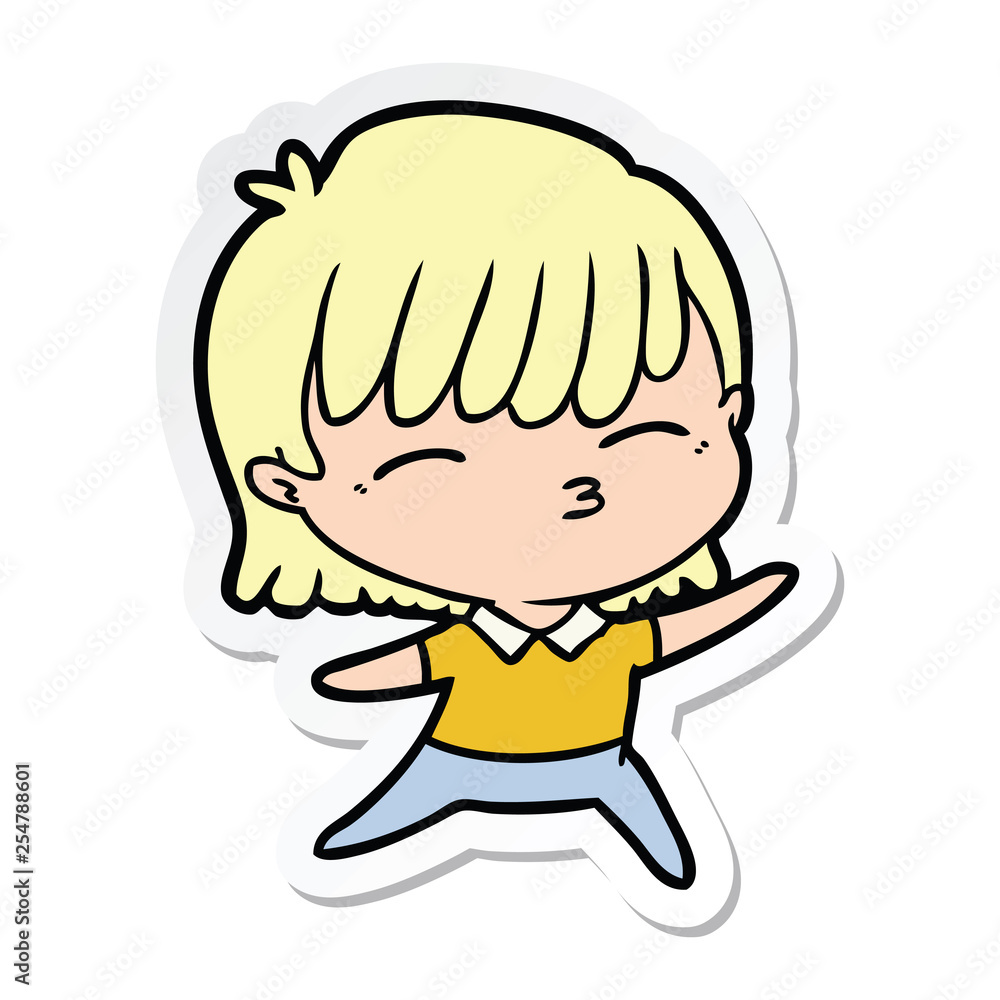 sticker of a cartoon woman