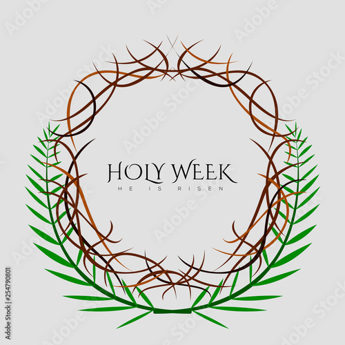 Holy week banner with a crown of thorns. Vector illustration design