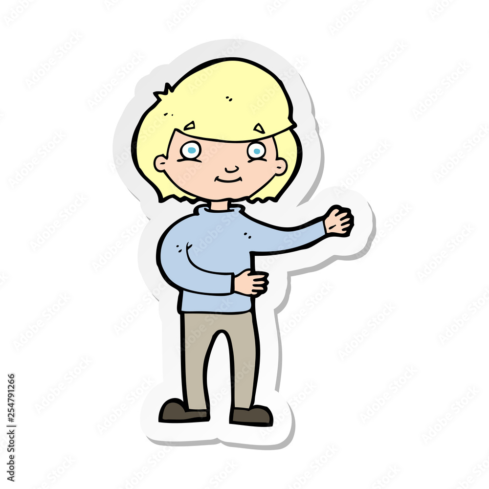sticker of a cartoon happy person sticker of a cartoon happy person