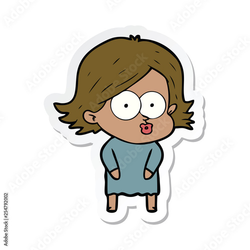 sticker of a cartoon girl pouting