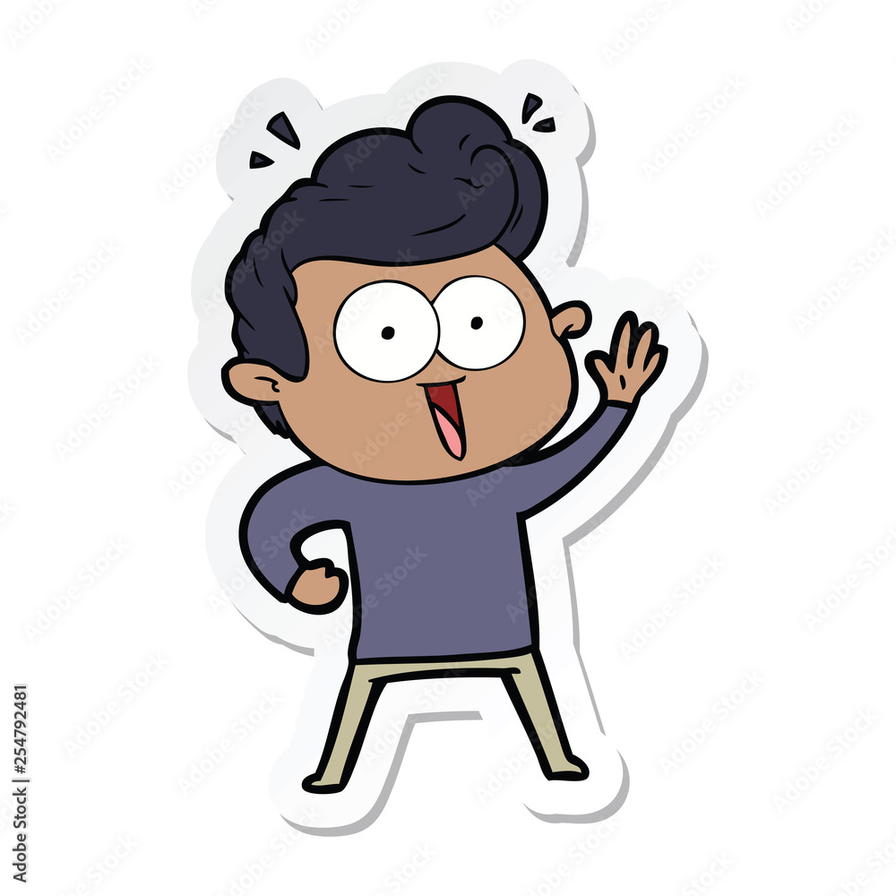 sticker of a cartoon staring man