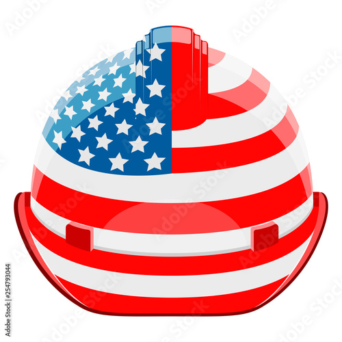 Construction helmet with a flag of United States. Vector illustration design