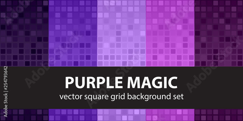 Square pattern set Purple Magic. Vector seamless tile backgrounds