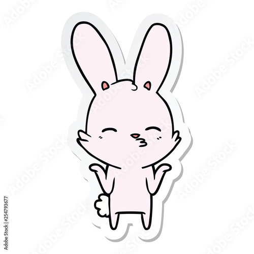 sticker of a curious bunny cartoon