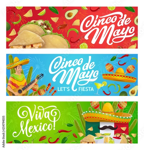 Mexican holiday food  sombrero  guitar and maracas
