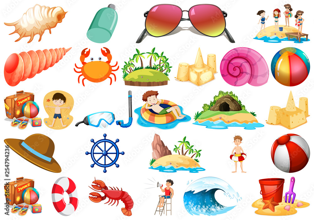 Fototapeta premium Set of beach elements