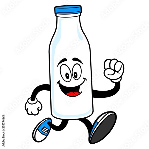 Milk Mascot Running - A vector cartoon illustration of a Milk Mascot running.