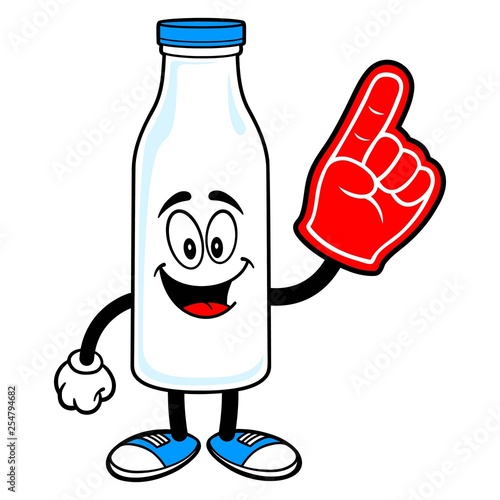 Milk Mascot with a Foam Hand - A vector cartoon illustration of a Milk Mascot with a Foam Hand.