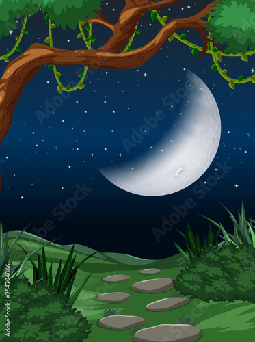 Cresent moon nature scene photo