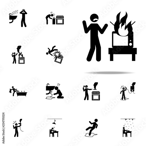 danger, fire, TV icon. home hazard and safety precaution icons universal set for web and mobile