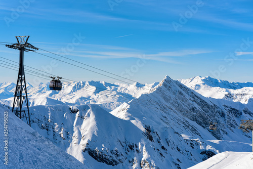 Ski lifts at Hintertux Glacier ski resort in Zillertal Austria