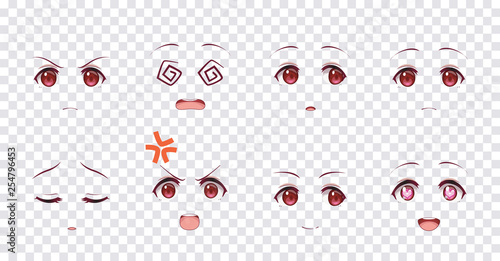 Emotions red eyes of anime manga girls