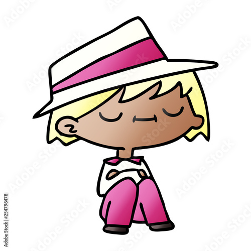 gradient cartoon of a cute kawaii person