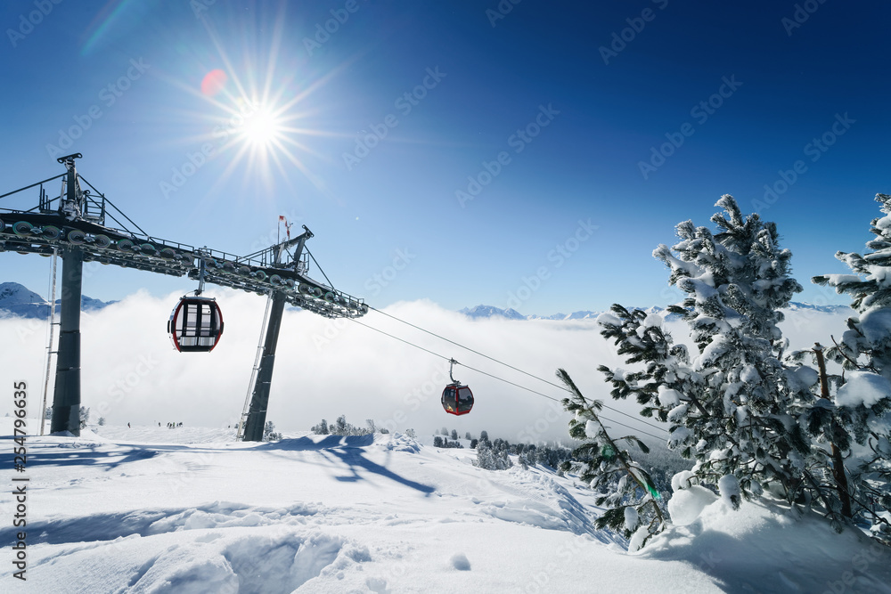 Ski lifts and Clouds in Zillertal Arena ski resort Austria Ski lifts and Clouds in Zillertal Arena ski resort Austria