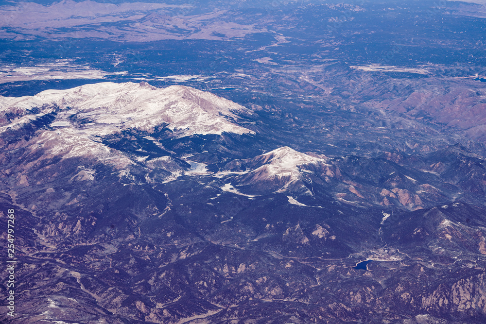 Fototapeta premium Snow Mountain from Airplane Window
