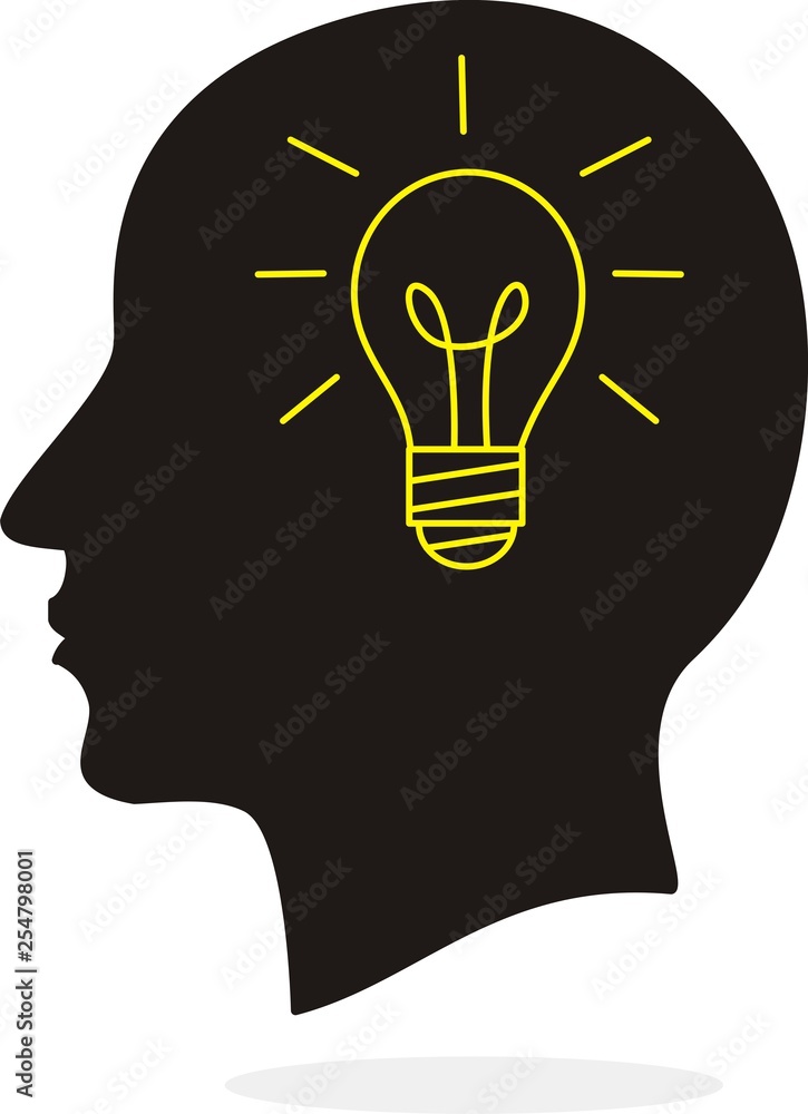 head and brain vector illustration.Man head mind thinking vector icon. head and brain vector illustration.Man head mind thinking vector icon.