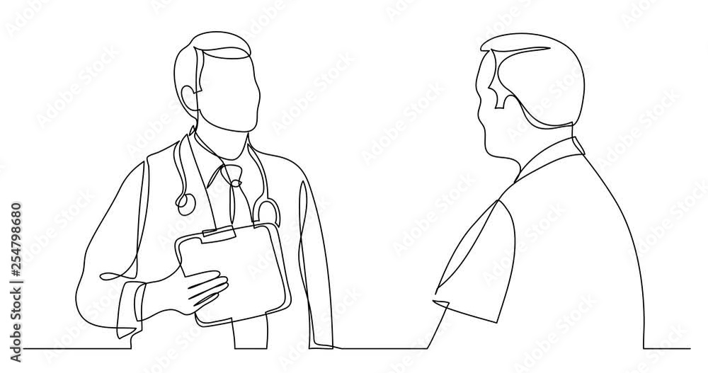 Self drawing line animation of hospital doctor consulting male patient Self drawing line animation of hospital doctor consulting male patient