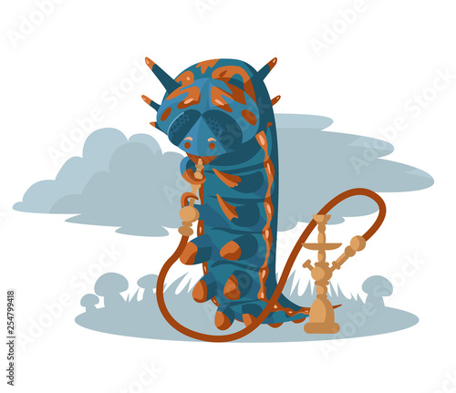 blue hookah smooking caterpillar