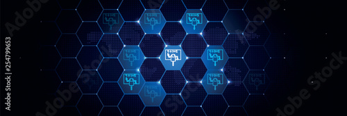 Smart robot, teacher robot icon in the technological comb bacground