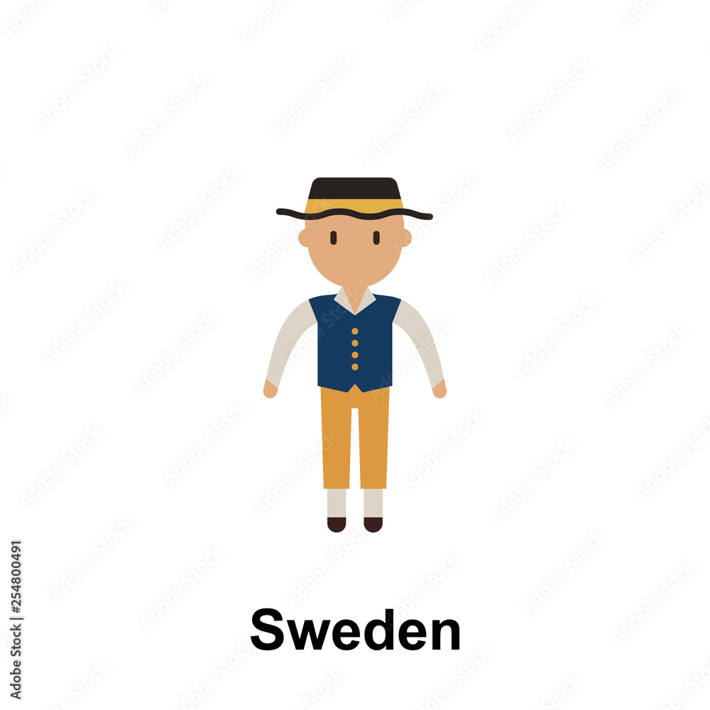 Sweden, man cartoon icon. Element of People around the world color icon. Premium quality graphic design icon. Signs and symbols collection icon for websites, web design