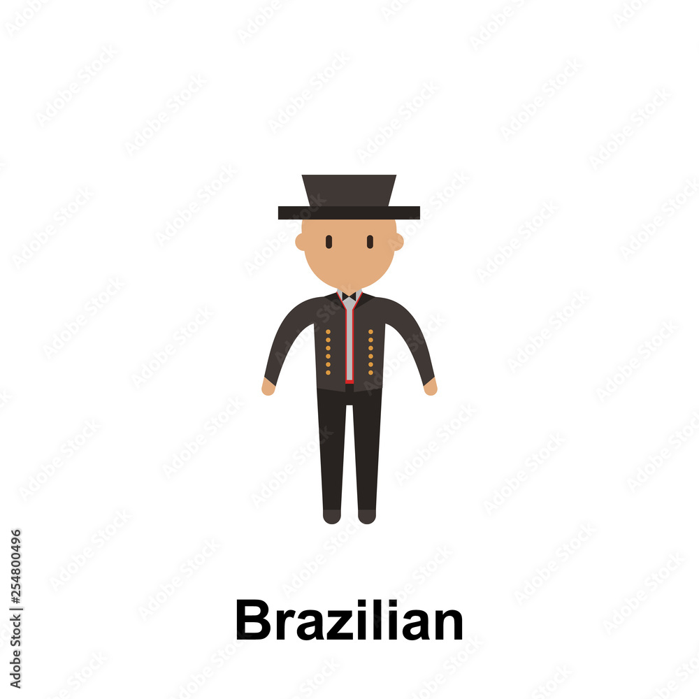 Brazilian, man cartoon icon. Element of People around the world color icon. Premium quality graphic design icon. Signs and symbols collection icon for websites, web design
