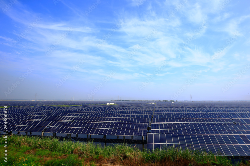 Solar panels on the water