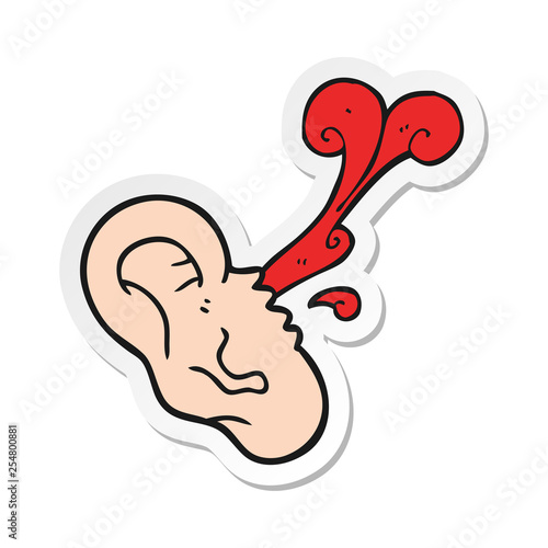 sticker of a cartoon severed ear