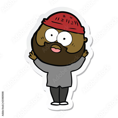 sticker of a cartoon bearded man