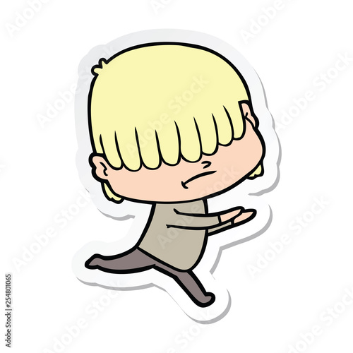 sticker of a cartoon boy with untidy hair