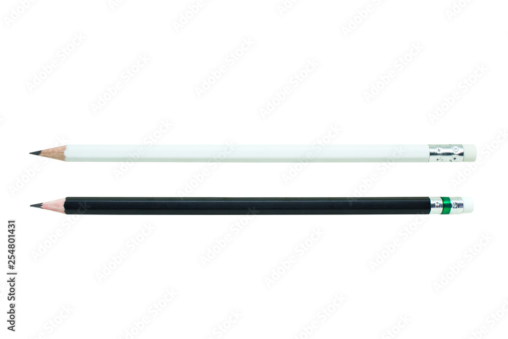 New Black and White pencils isolated on white background. New Black and White pencils isolated on white background.
