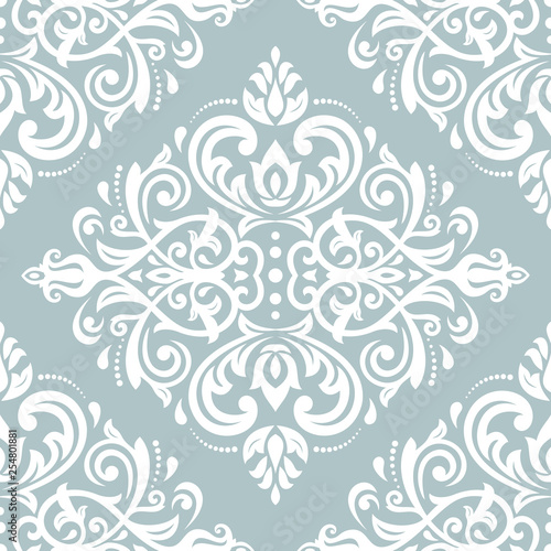 Classic seamless pattern. Damask orient blue and white ornament. Classic vintage background