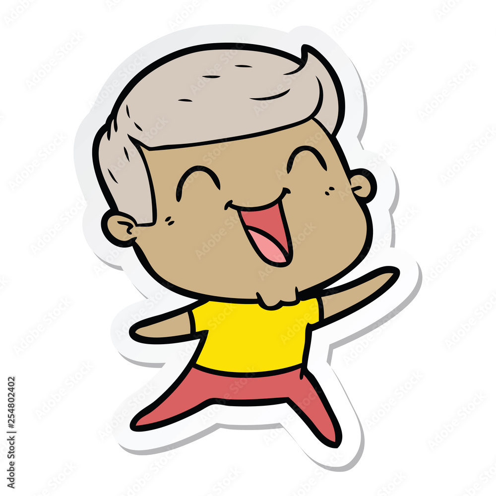 sticker of a cartoon man laughing sticker of a cartoon man laughing