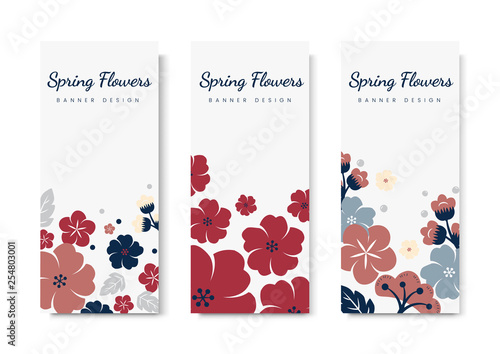 Colorful flower card template set