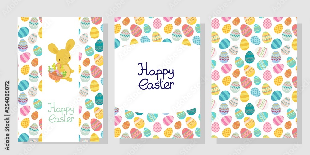 Fototapeta premium Vector easter egg frame template with rabbit