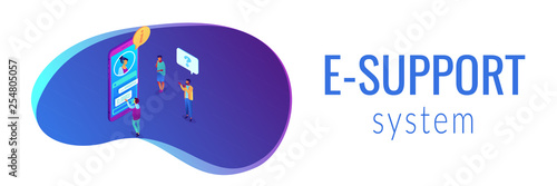 Customer self-service isometric 3D banner header.