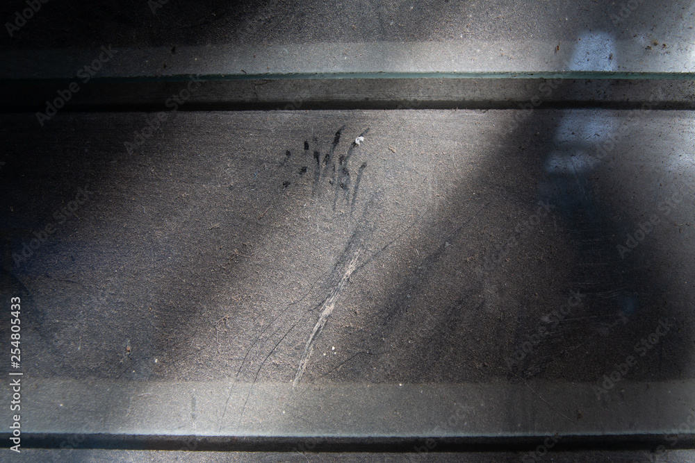 Obraz premium Dust and dirty glass louver window, Close up and macro shot, Light & Shadow, Home cleaning concept