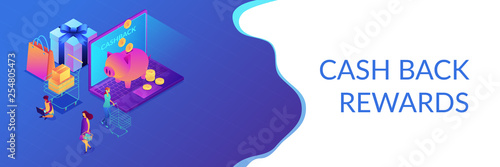 Cash back isometric 3D banner header.